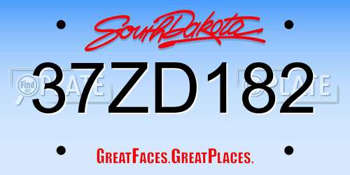 37ZD182 South Dakota License Plate