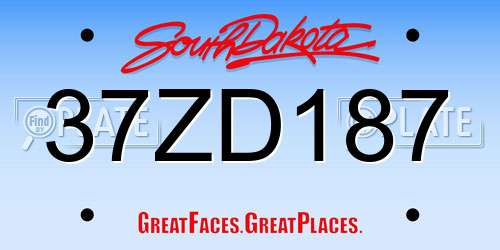 37ZD187 South Dakota License Plate