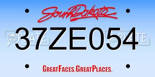 37ZE054 South Dakota License Plate