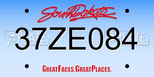 37ZE084 South Dakota License Plate