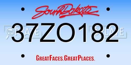 37ZO182 South Dakota License Plate