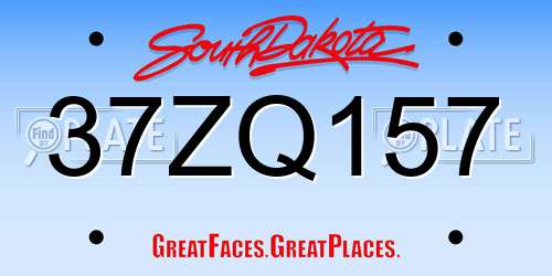37ZQ157 South Dakota License Plate