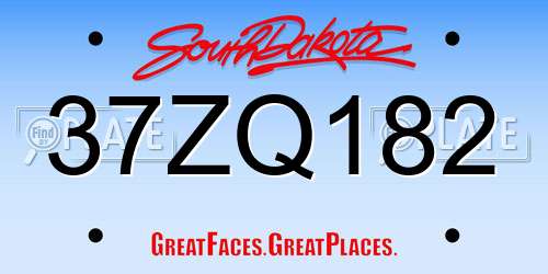 37ZQ182 South Dakota License Plate