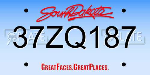37ZQ187 South Dakota License Plate