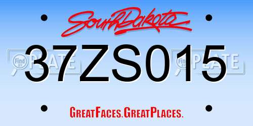 37ZS015 South Dakota License Plate