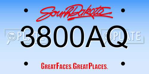 3800AQ South Dakota License Plate