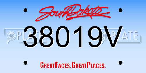 38019V South Dakota License Plate