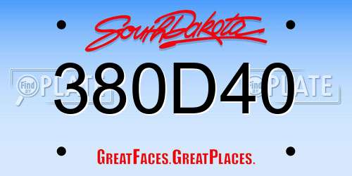 380D40 South Dakota License Plate