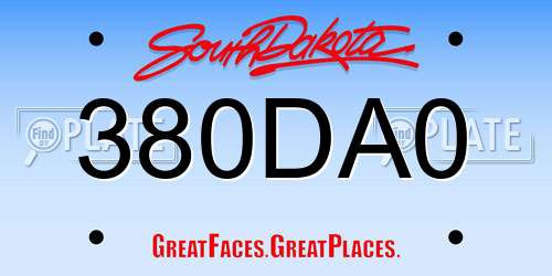 380DA0 South Dakota License Plate