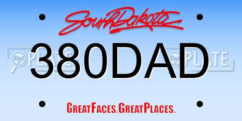 380DAD South Dakota License Plate