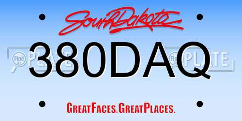 380DAQ South Dakota License Plate