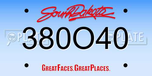 380O40 South Dakota License Plate