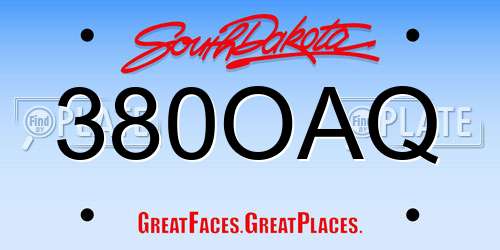 380OAQ South Dakota License Plate
