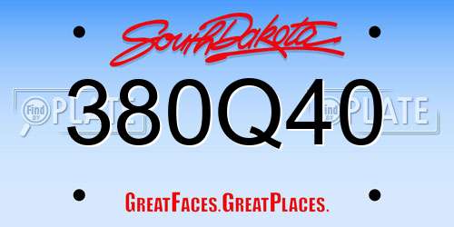 380Q40 South Dakota License Plate