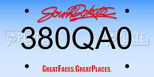 380QA0 South Dakota License Plate