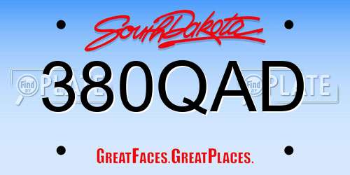 380QAD South Dakota License Plate