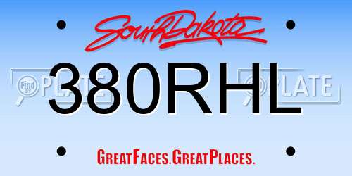 380RHL South Dakota License Plate