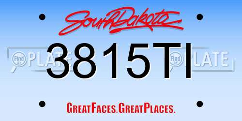 3815TI South Dakota License Plate