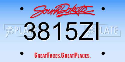 3815ZI South Dakota License Plate
