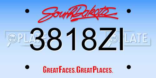 3818ZI South Dakota License Plate