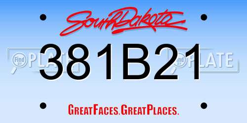 381B21 South Dakota License Plate