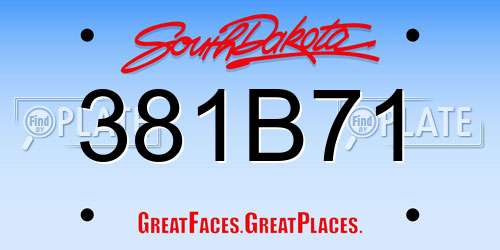 381B71 South Dakota License Plate
