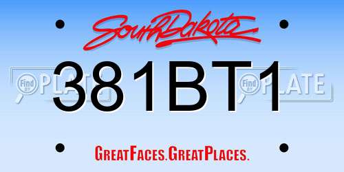 381BT1 South Dakota License Plate