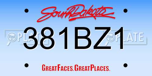 381BZ1 South Dakota License Plate