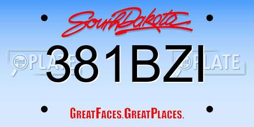 381BZI South Dakota License Plate