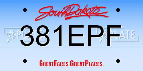381EPF South Dakota License Plate