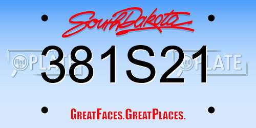 381S21 South Dakota License Plate