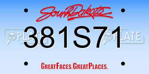 381S71 South Dakota License Plate