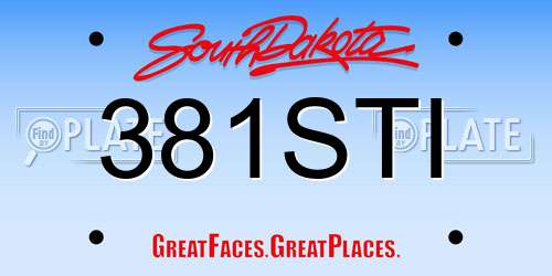 381STI South Dakota License Plate