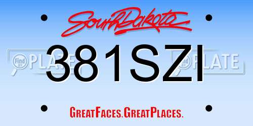 381SZI South Dakota License Plate