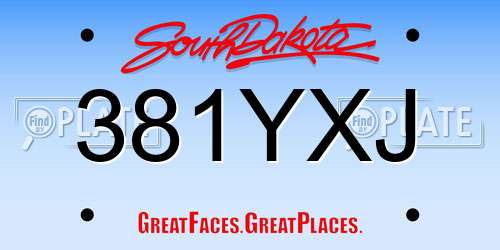 381YXJ South Dakota License Plate