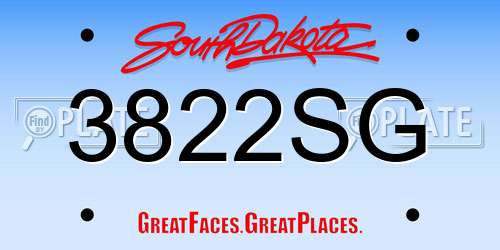 3822SG South Dakota License Plate