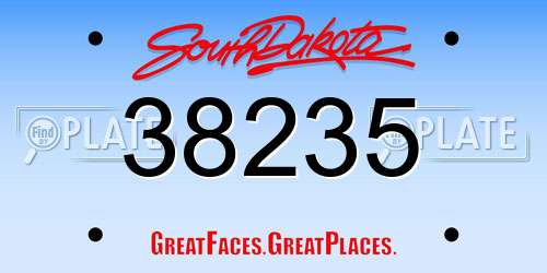 38235 South Dakota License Plate