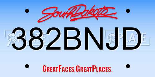 382BNJD South Dakota License Plate