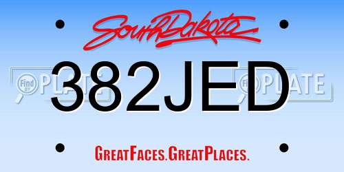 382JED South Dakota License Plate