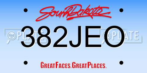 382JEO South Dakota License Plate