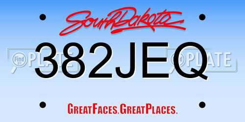 382JEQ South Dakota License Plate