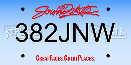 382JNW South Dakota License Plate