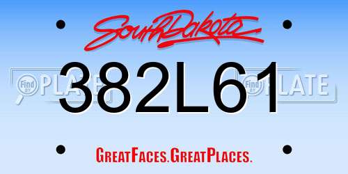 382L61 South Dakota License Plate