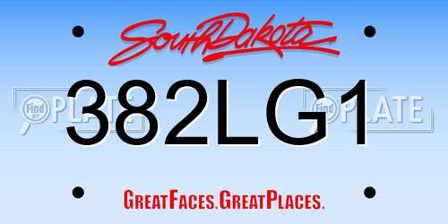 382LG1 South Dakota License Plate