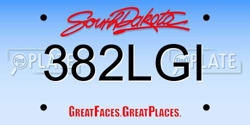 382LGI South Dakota License Plate