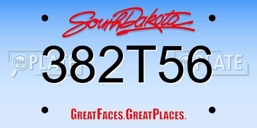 382T56 South Dakota License Plate