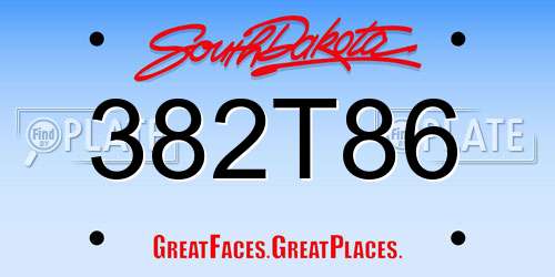 382T86 South Dakota License Plate