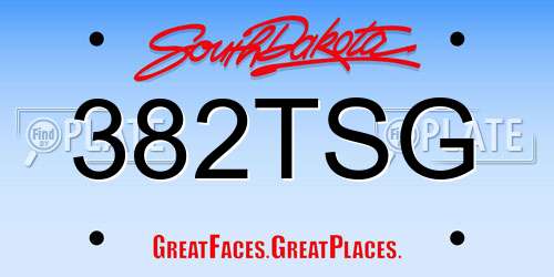 382TSG South Dakota License Plate