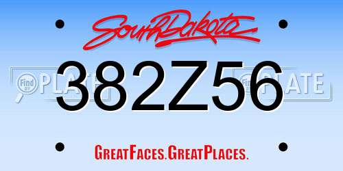 382Z56 South Dakota License Plate