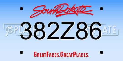 382Z86 South Dakota License Plate